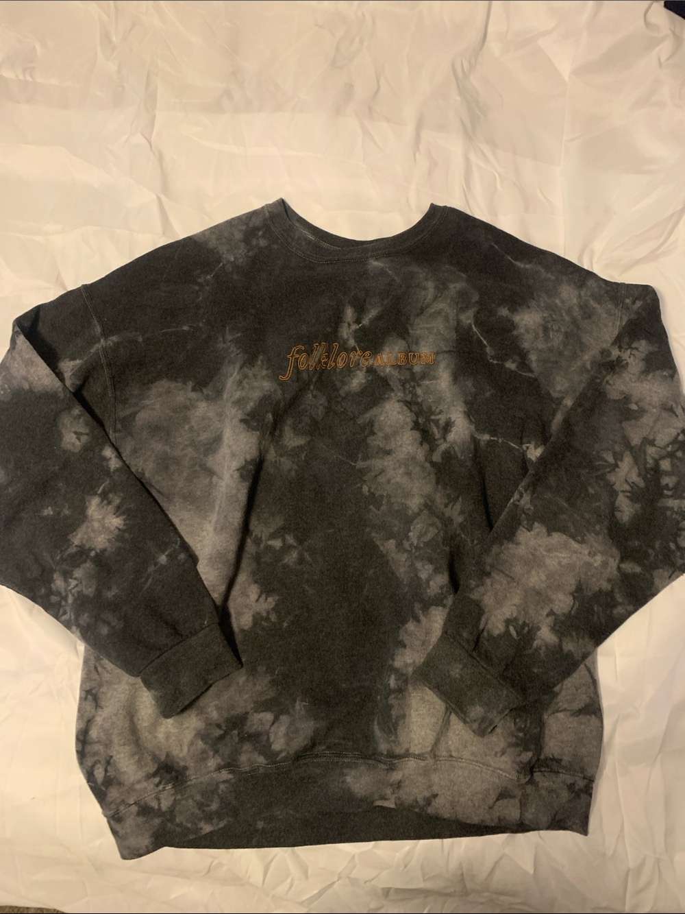 Taylor Black Tie-Dye Crewneck with Gold Script